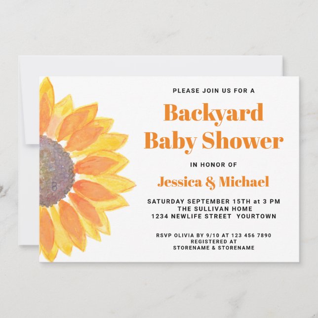 Invitación Baby Shower de Parejas del patio traser (Anverso)