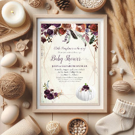 Invitación Baby Shower de parejas elegantes de calabaza blanc