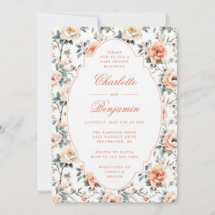 Invitación Baby Shower de Parejas Florales Elegantes
