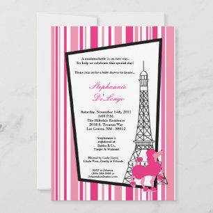 Invitación Baby Shower de París de 5x7 Girly Pink