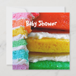 Invitación Baby Shower de pastel de arcoiris