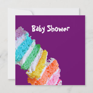 Invitación Baby Shower de pastel de arcoiris