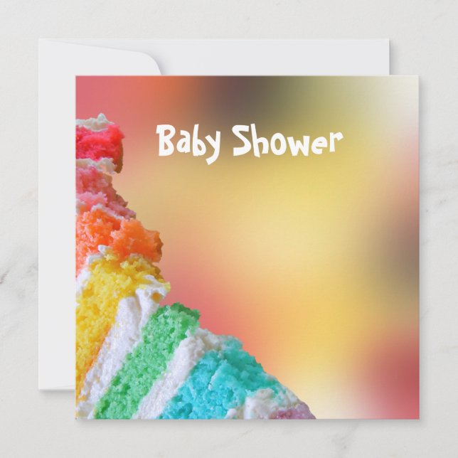 Invitación Baby Shower de pastel de arcoiris (Anverso)