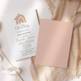 Invitación Baby Shower de pastel rosa arcoiris floral bohemio