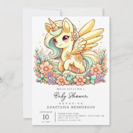 Invitación Baby Shower de Pastel Unicorn