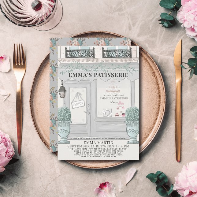 Invitación Baby Shower de Patisserie Panadería Gray Drive (Subido por el creador)