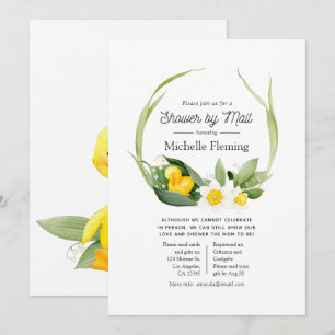 Invitación Baby Shower de patito en primavera por correo