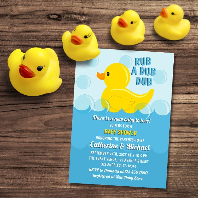Invitación Baby Shower de pato amarillo de goma A Dub (Subido por el creador)