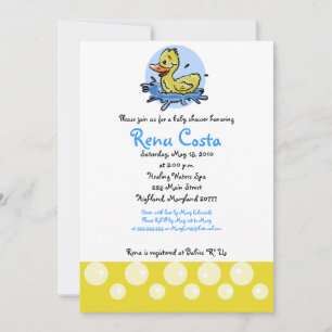 Invitación Baby Shower de Pato amarillo Ducky 5x7