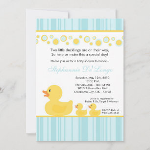 Invitación Baby Shower de pato de goma amarilla de