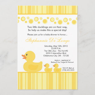 Invitación Baby Shower de pato de goma amarilla de
