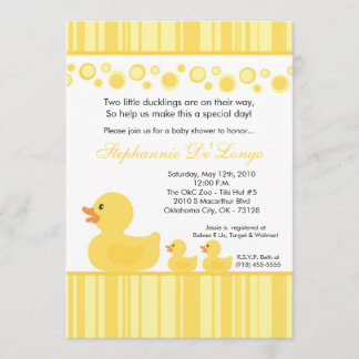 Invitación Baby Shower de pato de goma amarilla de