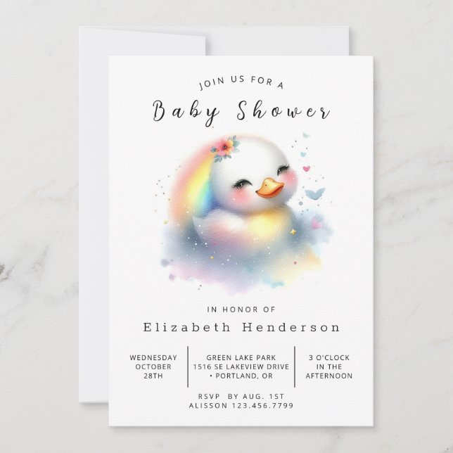 Invitación Baby Shower de pato digital encantado (Anverso)