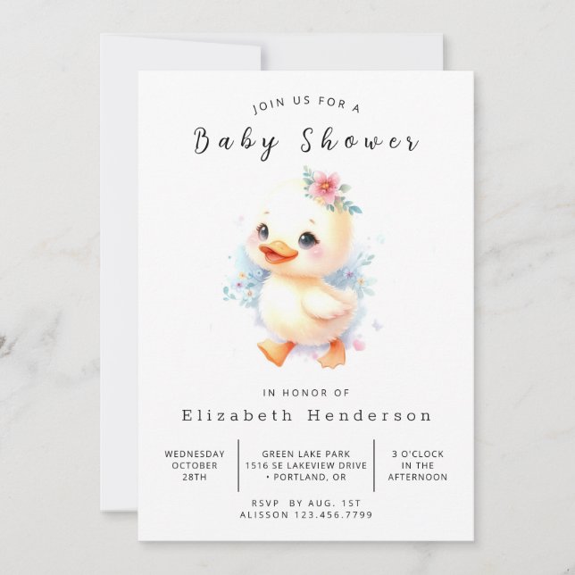 Invitación Baby Shower de pato digital ruso (Anverso)