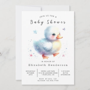 Invitación Baby Shower de pato editable moderno