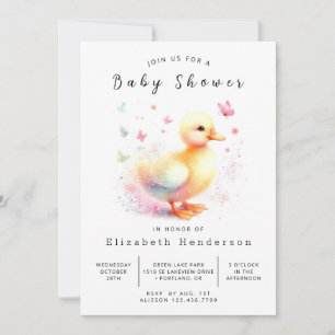 Invitación Baby Shower de pato editable por color de agua