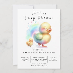 Invitación Baby Shower de pato editable por color de agua