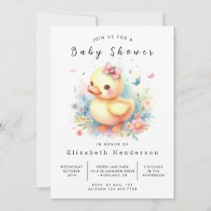 Invitación Baby Shower de pato en línea encantado