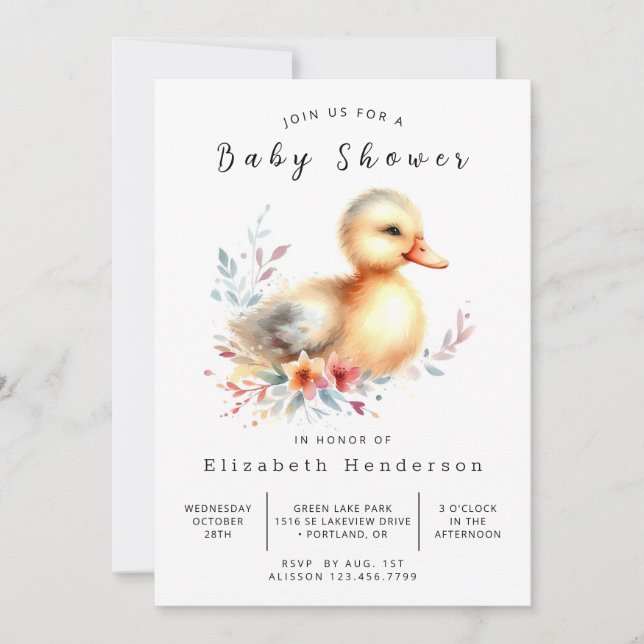 Invitación Baby Shower de pato impreso bohemio (Anverso)