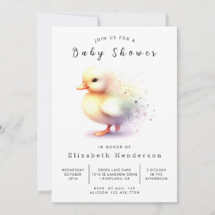 Invitación Baby Shower de pato imprimible neutro de género