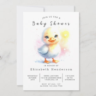 Invitación Baby Shower de pato imprimible neutro de género