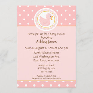 Invitación Baby Shower de pato rosado