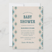 Baby Shower de patrón azteca azul suroeste