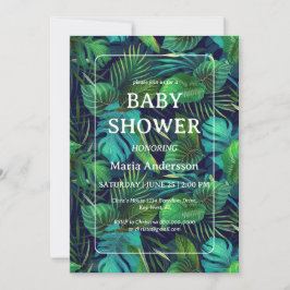 Invitación Baby Shower de patrón de hoja tropical