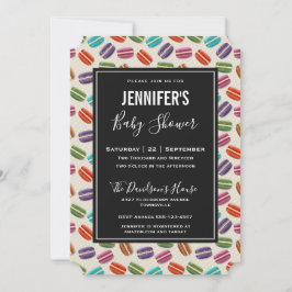 Invitación Baby Shower de patrón de Macarons de color lindo