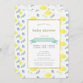 Invitación Baby Shower de patrón floral de limón b