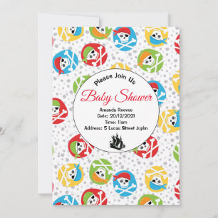 Invitación Baby Shower de patrón pirata