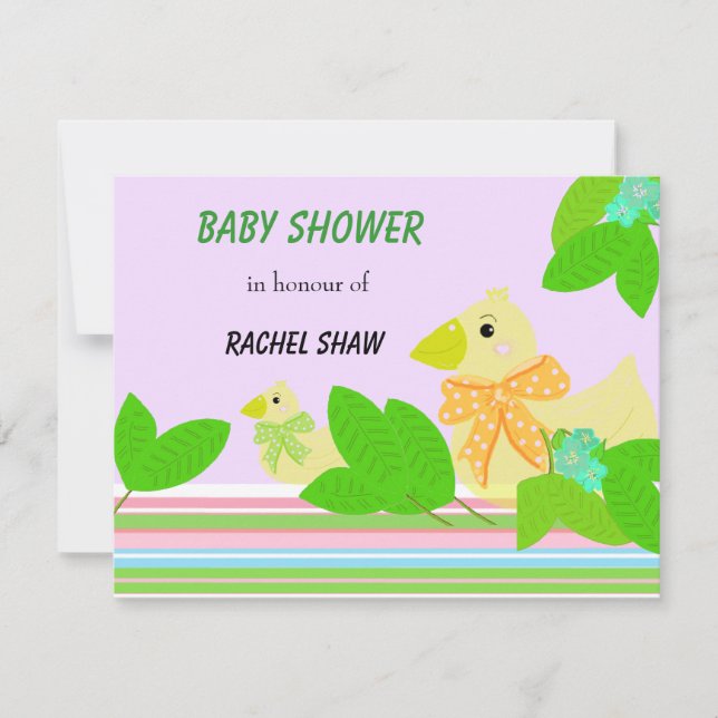 Invitación Baby Shower de pavos y vegetación (Anverso)