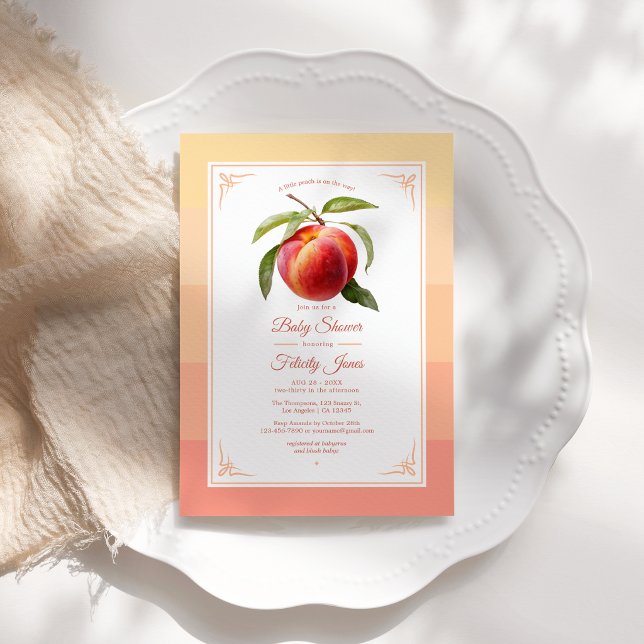 Invitación Baby Shower de Peach Fuzz (Peach Fuzz Baby Shower Invitation)