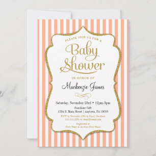 Invitación Baby Shower de Peach Gold Chica de Neut