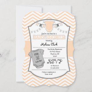Invitación Baby Shower de Peach Grey Chevron