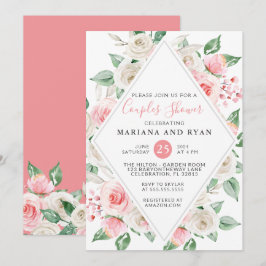 Invitación Baby Shower de Peach Rubor Floral Couples