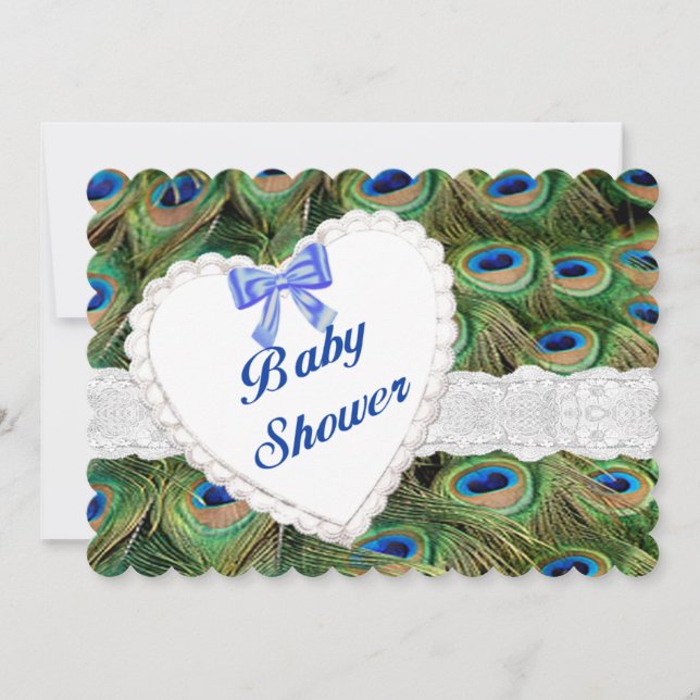 Invitación Baby Shower de Peacock Lace Heart (Anverso)
