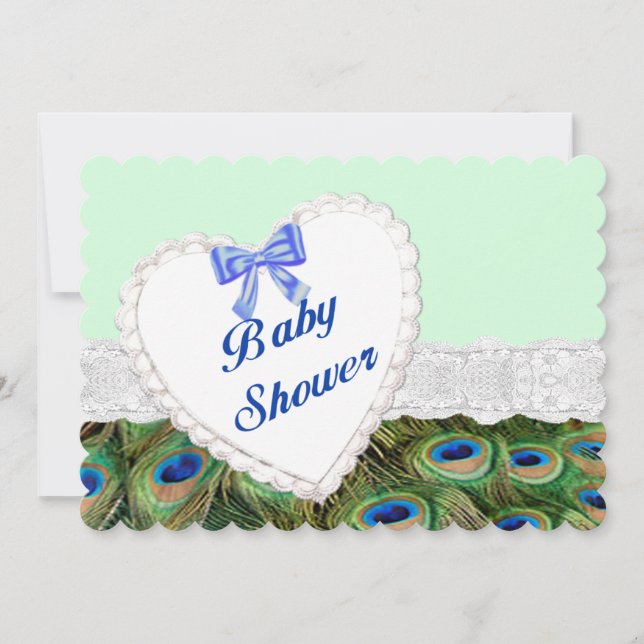 Invitación Baby Shower de Peacock Lace Heart (Anverso)