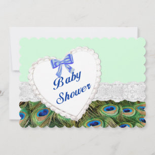 Invitación Baby Shower de Peacock Lace Heart
