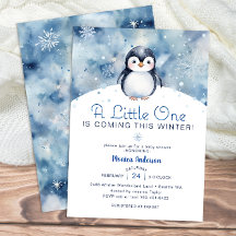 Baby Shower de penguin de invierno con copos de ni