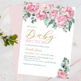 Invitación Baby Shower de Peony Rosa y Eucalyptus