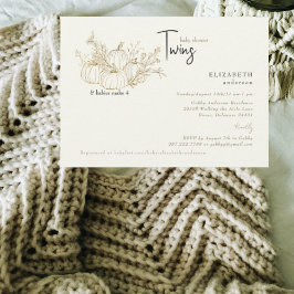 Invitación Baby Shower de pequeñas calabazas gemelas Cream