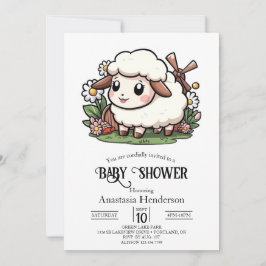 Invitación Baby Shower de pequeñas ovejas encantadas
