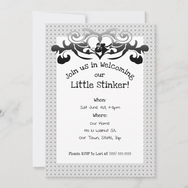 Invitación Baby Shower de pequeño apestoso del zorrillo (Anverso)