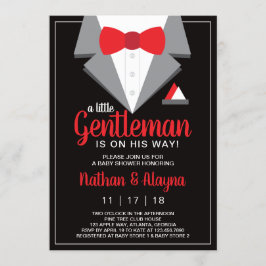 Invitación Baby Shower de pequeño caballero, Tuxed