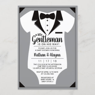 Invitación Baby Shower de pequeño caballero, Tuxed