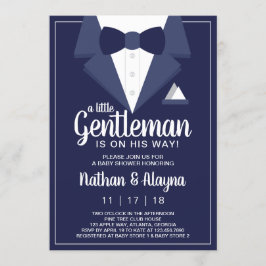 Invitación Baby Shower de pequeño caballero, Tuxed