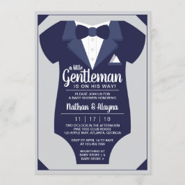 Invitación Baby Shower de pequeño caballero, Tuxed
