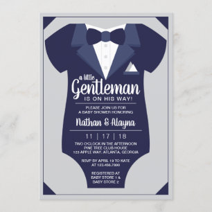 Invitación Baby Shower de pequeño caballero, Tuxed