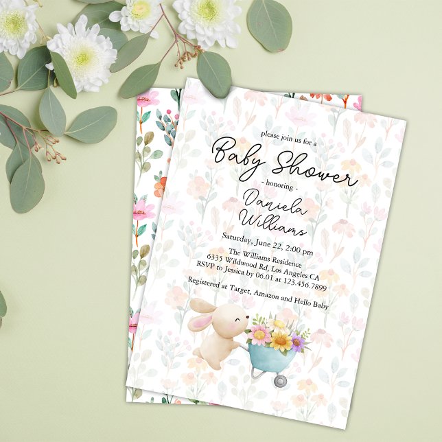 Invitación Baby Shower de Pequeño Conejito Pequeño Flor (Subido por el creador)